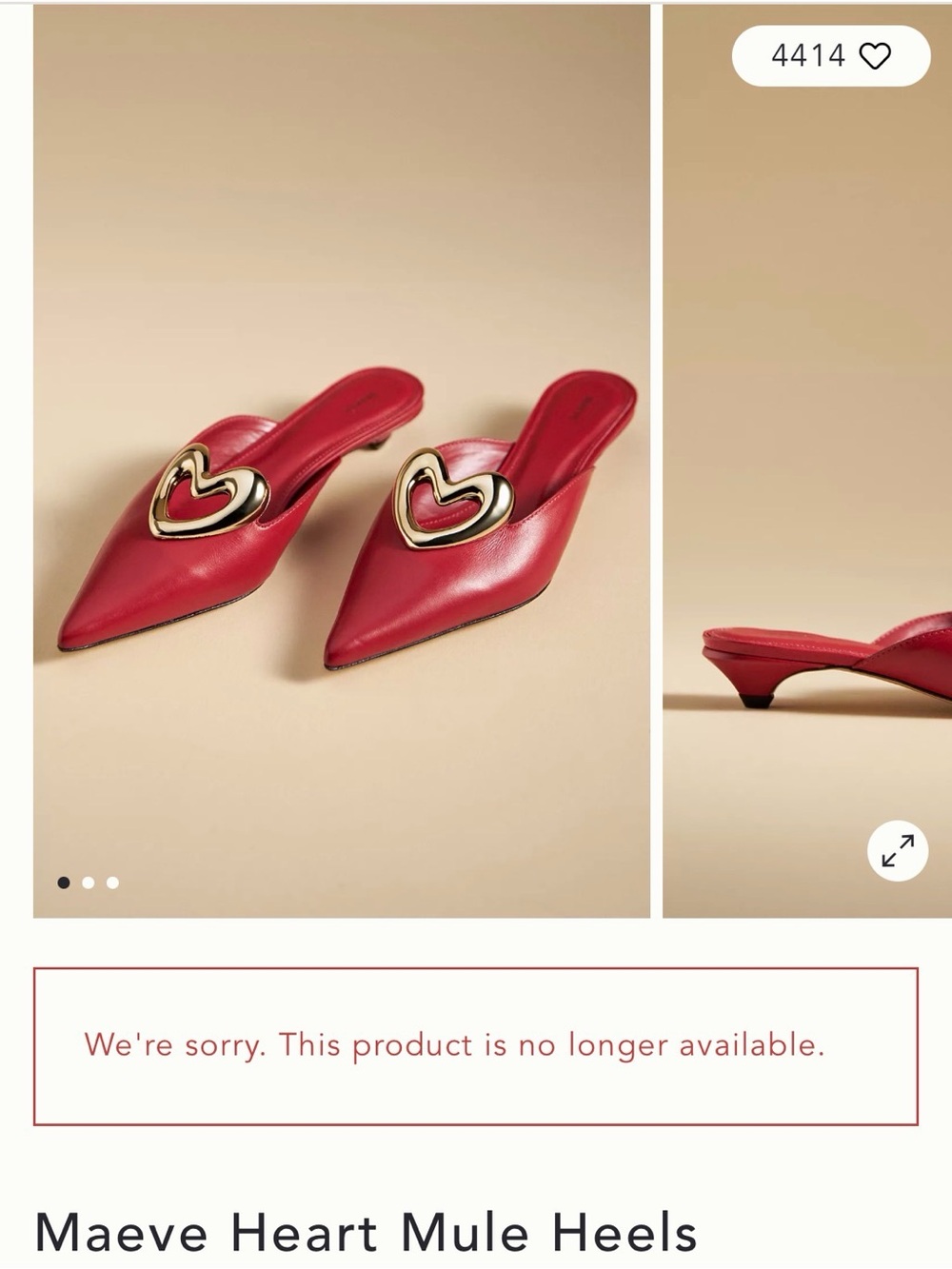Maeve Red Pointed Heart-Embellished Mule Heels